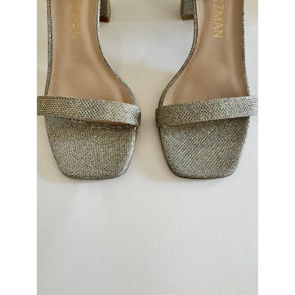 Stuart Weitzman Women’s Gold Nudistcurve Block Heel Sandal Shoes 9.5 MSRP $495 - Picture 4 of 6